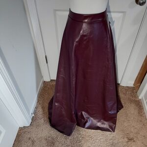 3X Ashley Stewart Chic Faux Leather Maxi Skirt in Rich Burgundy